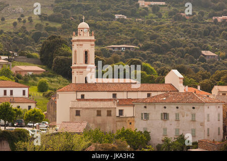 Frankreich, Korsika, Departement Corse-du-Sud, Calanche Region, Piana, erhöhten Blick auf die Stadt Stockfoto