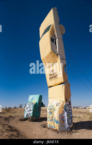 USA, Nebraska, Allianz, Carhenge, Outdoor-Skulptur in Anlehnung an Stonehenge in England aber aus alten Autos Stockfoto