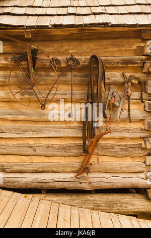 USA, Oklahoma, Tahlequah-Park Hill, Cherokee Heritage Center, Native American Cherokee Nation Museum, Adams Ecke Rural Village, späten Gebäude aus dem 19. Jahrhundert-detail Stockfoto