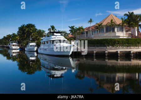USA, Florida, Fort Lauderdale, Yachten Kanal Las Olas Boulevard entlang Stockfoto