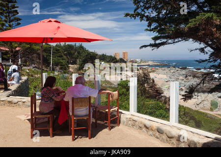 Chile, Isla Negra, Haus und Museum der Nobelpreis gewinnende chilenischen Dichter Pablo Neruda, Museumscafé Stockfoto