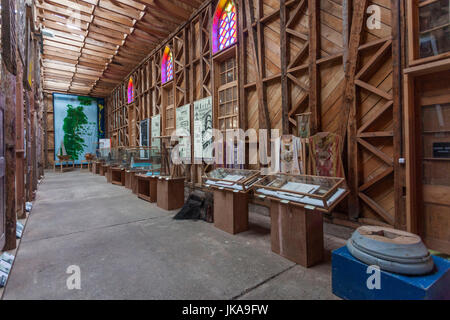 Chile, Chiloé Insel, Ancud, Freunde von Chiloe Kirchen Museum, Interieur zeigt Chiloe Kirche details Stockfoto