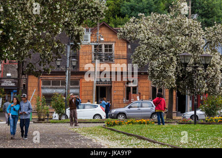 Chile, Puerto Varas, Los Lagos Region Stadt plaza Stockfoto