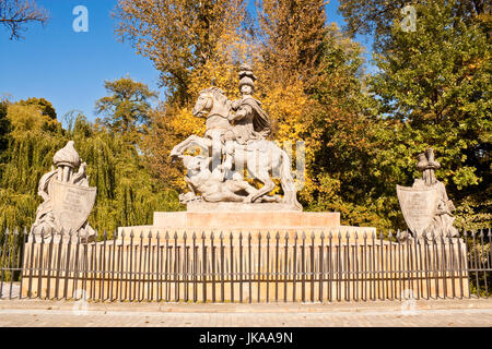 Reiterstatue des polnischen Königs Jan III Sobieski in Lazienki Park, Warschau Stockfoto