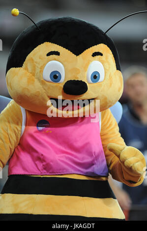 Whizbee, das offizielle Maskottchen der 2017 Para Leichtathletik-Weltmeisterschaft im Stadion London, Queen Elizabeth Olympic Park. Stockfoto