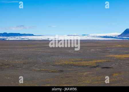 Umfangreiche Sand Wohnungen zwischen den Gletschern des Vatnajökull-Nationalparks und der isländischen Küste Stockfoto