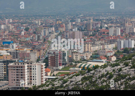 Albanien, Shkodra, erhöhte Stadtansicht von Rozafa Burg Stockfoto