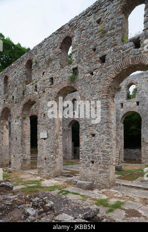 Albanien, albanische Riviera, Butrint, Ruinen des 6. Jahrhundert griechische Stadt, die Basilika Stockfoto