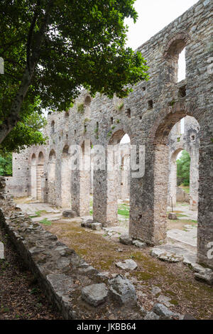 Albanien, albanische Riviera, Butrint, Ruinen des 6. Jahrhundert griechische Stadt, die Basilika Stockfoto