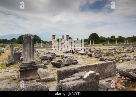 Griechenland, OstMazedonien und Thrace Region, Philippi, Ruinen der antiken Stadt 360 v. Chr. gegründet, Blick auf das Forum Stockfoto