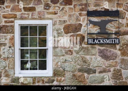 USA, Pennsylvania, Bucks County, Washington Crossing, Washington Crossing Historic Park gewidmet Washingtons Überquerung des Delaware River und die Erfassung von Trenton NJ 1776 während der amerikanischen Revolution, Schmiede-detail Stockfoto