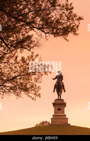 USA, Pennsylvania, Gettysburg, Schlacht von Gettysburg, Denkmal, Generalmajor Winfield Scott Hancock, Morgendämmerung Stockfoto