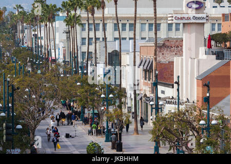 USA, California, Los Angeles, Santa Monica, Third Street Promenade, erhöht, Ansicht Stockfoto