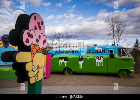 USA, Vermont, Waterbury, Ben & Jerrys Eis-Welt, die Cowmobile Stockfoto