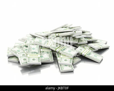 3D Illustration. Stapel von US-Dollar-Banknoten. Isolierten weißen Hintergrund Stockfoto