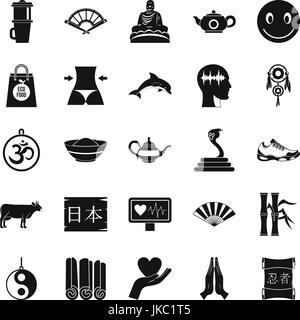 Buddhismus Icons Set, einfachen Stil Stock Vektor