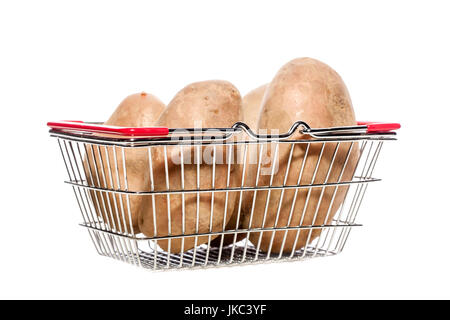 Kartoffeln in einem winzigen Metall Warenkorb Stockfoto