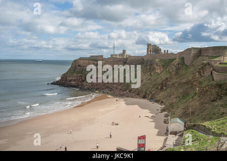 Tynemouth Schloß und Priorat Stockfoto