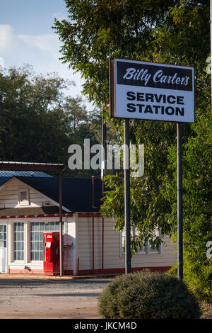 USA, Georgia, Ebenen, Billy Cater Tankstelle, ehemals im Besitz von Präsident Jimmy Carter umstrittene Bruder Billy Stockfoto