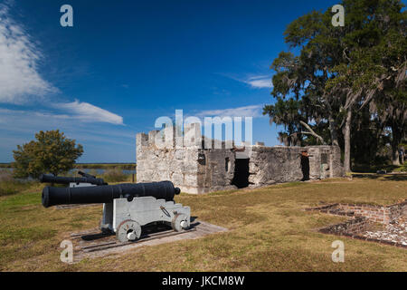 USA, Georgia, St. Simons Island, Fort Frederica National Monument, Ruinen des Fort Frederica Stockfoto