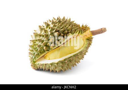 Durian isoliert auf weißem Hintergrund, König der Früchte Stockfoto