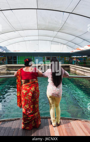 Australien, New South Wales, Sydney, NSW, Darling Harbour, Sydney Sealife Aquarium, indische Frau in Sari Stockfoto