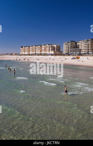 Australien, South Australia, Gelnelg, Waterfront Gebäude, Glenelg Beach Stockfoto
