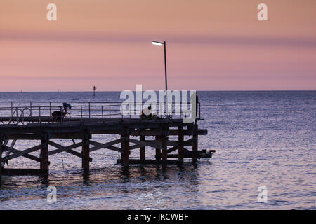 Australien, South Australia, Yorke Peninsula, Wallaroo, Stadt Steg, Sonnenuntergang Stockfoto