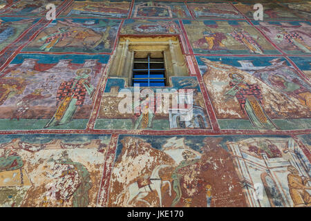 Rumänien, Bucovina Region, Bukowina Klöster, Manastirea Humorului, Kloster, 16. Jahrhundert religiöse Fresken Stockfoto