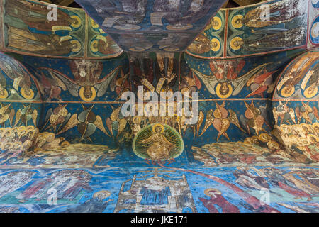 Rumänien, Bucovina Region, Bukowina Klöster, Manastirea Humorului, Kloster, 16. Jahrhundert religiöse Fresken Stockfoto