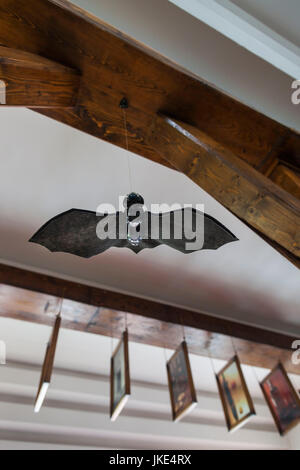 Rumänien, Siebenbürgen, Tihuta Pass, Hotel Castel Dracula Fledermaus Kunst, Interieur Stockfoto