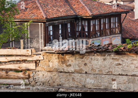 Bulgarien, Mittelgebirge, Koprivshtitsa, Detail der bulgarischen nationalen Wiedergeburt-Stilhaus Stockfoto