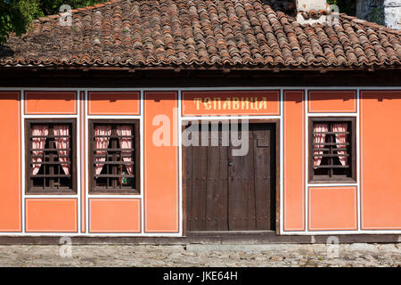 Bulgarien, Mittelgebirge, Koprivshtitsa, Detail der bulgarischen nationalen Wiedergeburt-Stilhaus Stockfoto