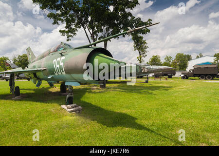 Bulgarien, Sofia, Outdoor Park vom National Museum of Military History, Düsenjäger der sowjetischen Mig-21 bis Stockfoto