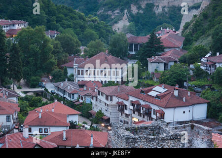 Bulgarien, Bergen im Süden, Melnik, osmanischen Stadt, erhöhte Ansicht, Sonnenuntergang Stockfoto