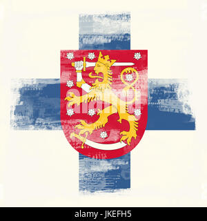 Nationale Flagge von Finnland im Grunge-Stil erstellt Stockfoto
