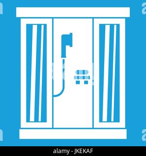 Dusche-Kabine-Symbol weiß Stock Vektor