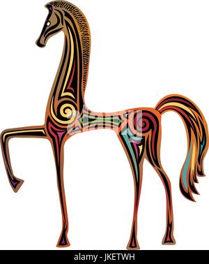 Eine bunte etruskischen Stil Pferd mit modernen Arabeske Dekorationen Stock Vektor