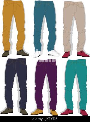 Jeans Illustration Vektor setzen auf weiß Stock Vektor