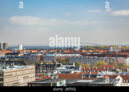 Kopenhagen - 23.Oktober: Blick über zentrale Kopenhagen auf der Öresund-Brücke nach Schweden am 23. Oktober 2015 Stockfoto