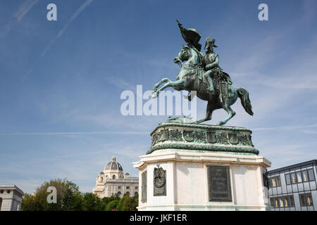 Statue Erzherzog Karl (Erzherzog Charles) Reiter auf dem Pferd mit Fahne in der Hand. Heldenplatz (Heldenplatz). Wien (Wien). Österreich Stockfoto