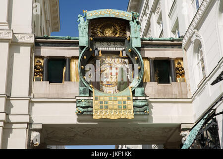 Ankeruhr (Ankeruhr), berühmte astronomische Uhr in Wien, erbaut von Franz von Matsch Stockfoto