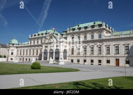 Wien, Österreich. Schöne Aussicht auf den berühmten Schloss Belvedere Sommerresidenz für Prinz Eugene des Wirsings, in Wien Hauptstadt des Habsburgerreiches Stockfoto