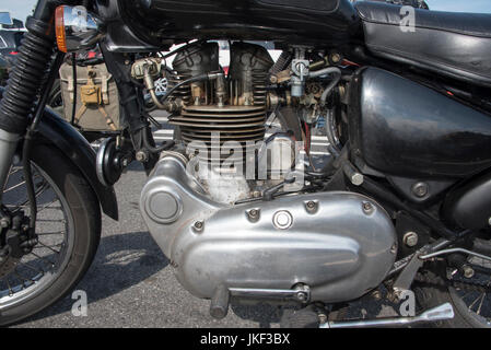 Nahaufnahme von einem alten Motorrad-Motor Stockfoto