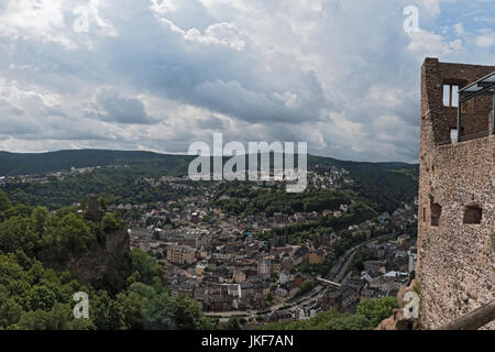 Panorama Ansicht von Idar-Oberstein in Rheinland-Pfalz, Deutschland Stockfoto