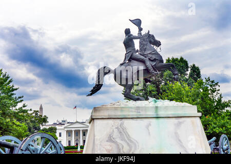 Jackson-Statue Lafayette Park weiße Haus Pennsylvania Ave Washington DC.  Statue geschaffen 1850 Clark Mills Bildhauer Stockfoto