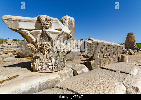 Ruinen der römischen Stadt Perge, Antalya, Türkei. Stockfoto