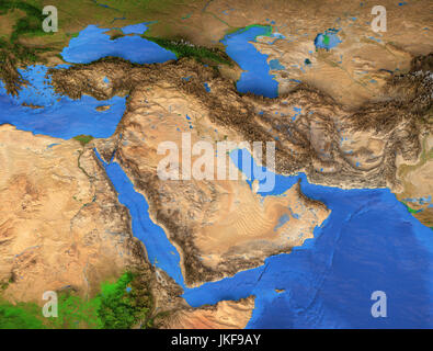 Mittlerer Osten Karte - Golf-Region. Detailansicht Satelliten die Erde und die Landschaftsformen. Elemente dieses Bildes, eingerichtet von der NASA Stockfoto
