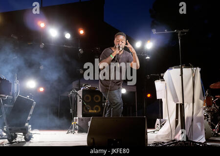 Valflaunes, Pic St. Loup, Occitanie Frankreich: 22. Juli 2017. Musikfestival, Hortus Live auf dem Gebiet der Hortus, Weingut. Sly Johson im Konzert. Bildnachweis: Digitalman/Alamy Live-Nachrichten Stockfoto