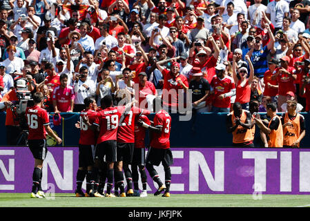 Santa Clara, USA. 23. Juli 2017. Jesse Lingard (14) Manchester United Spieler feiert (0,1) nach dem Tor seines Teams. INTERNATIONAL CHAMPIONS CUP zwischen Real Madrid gegen Manchester United Spiel freundlich im Levi's-Stadion Santa Clara, Kalifornien, USA, 23. Juli 2017. Bildnachweis: Gtres Información Más lokalen auf line,S.L./Alamy Live News Stockfoto